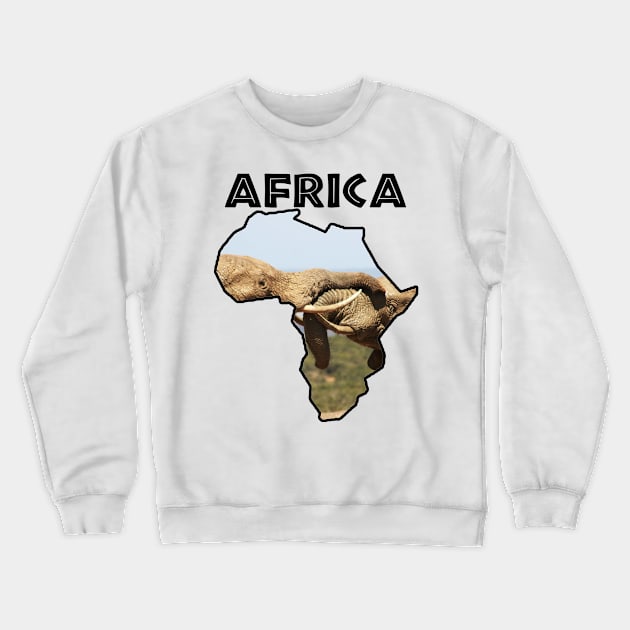 African Wildlife Continent Elephant Tussle Crewneck Sweatshirt by PathblazerStudios